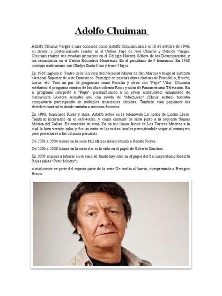 Adolfo Chuiman Net Worth