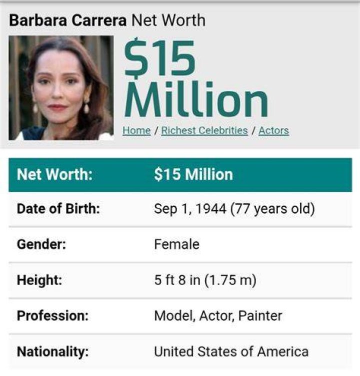 Barbara Carrera Net Worth