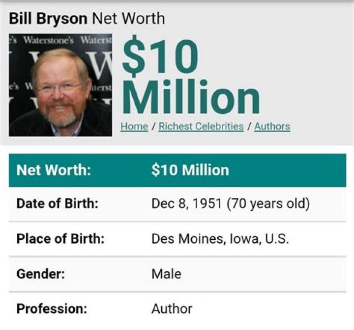 Bill Bryson Net Worth