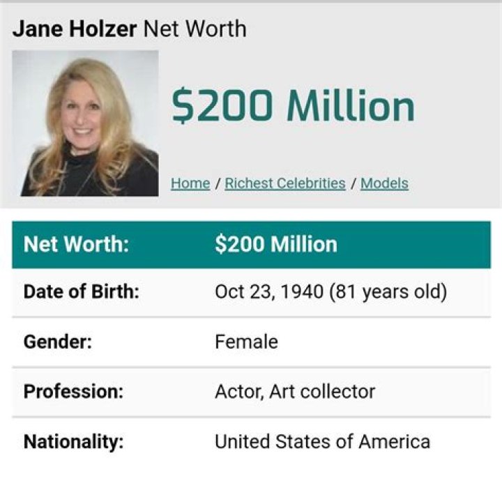 Jane Holzer Net Worth