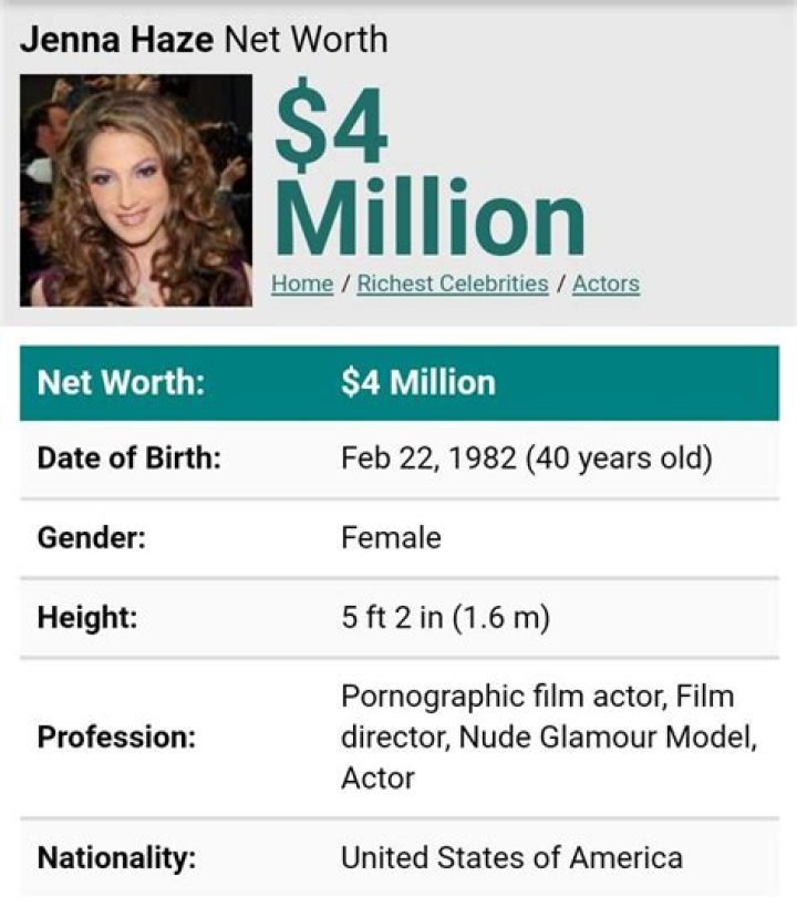 Jenna Haze Net Worth